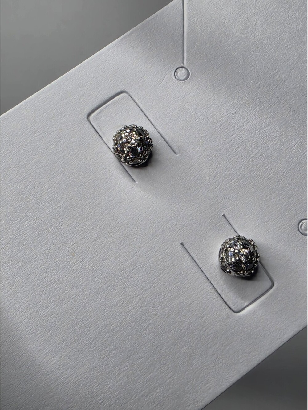 925 Silver Cubic Zirconia Textured Round Ball Cluster Stud Earrings